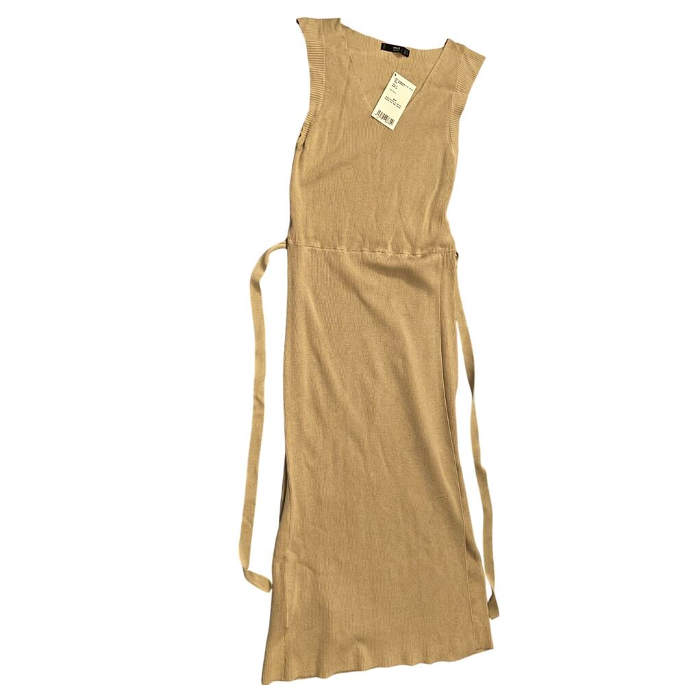 Mango Knit Safari Wrap Midi Dress, Size Small, NWT